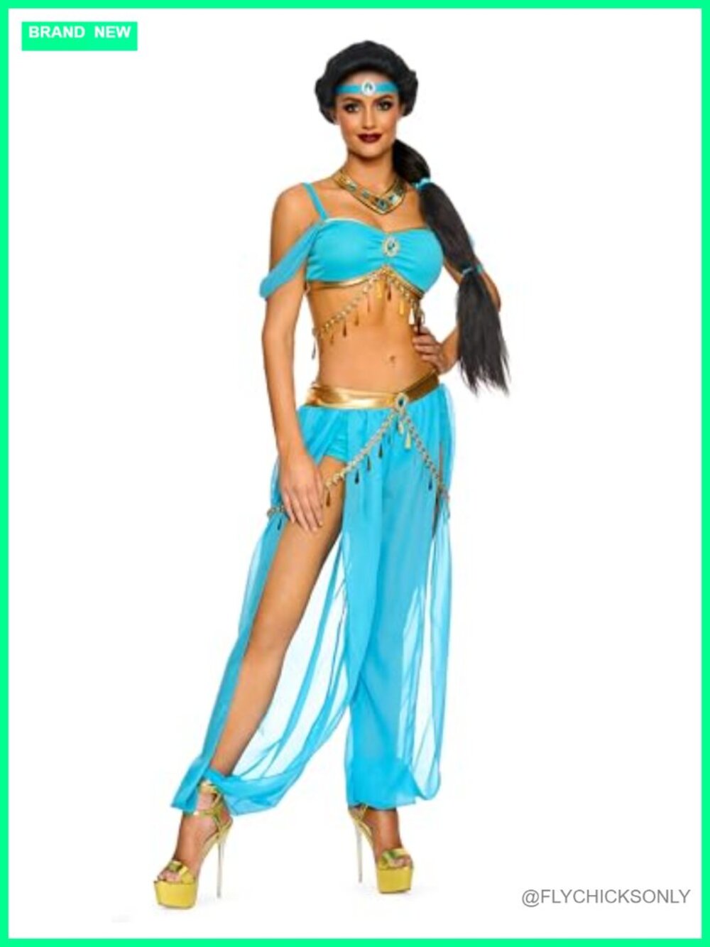 Arabian Princess Women's Halloween Costume 4pc Set with Headband Necklace